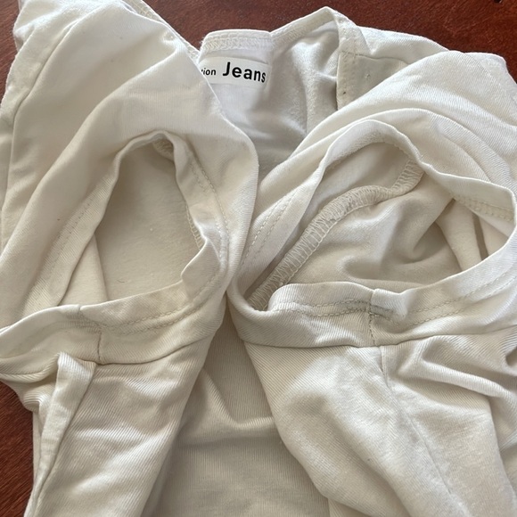 Reformation One Piece Bodysuit Women’s Small Cream Short Sleeves Pullover Knit - Picture 12 of 15